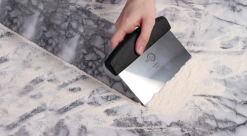 Alternative view of Mercer Culinary M18810P Millennia 6" x 5" High Carbon Stainless Steel Dough Cutter / Scraper with Black Hand