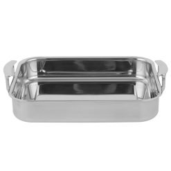 Vollrath 49435 Miramar Display Cookware 2.8Qt Tri-Ply Stainless Steel Roasting Pan (11 5/8" x 9 5/16" x 2")