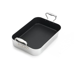All American Chef's Design 1214 Non Stick French Roaster Pan (13 3/4 inches) with Heavy Gauge Wire Rack