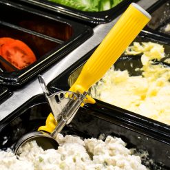 Alternative view of Vollrath 47144 Round Stainless Steel Squeeze Thumb Disher 1 ⅝-ounce Yellow Handle