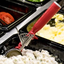 Alternative view of Vollrath 47145 Round Stainless Steel Squeeze Thumb Disher 1 ⅓-ounce Red Handle
