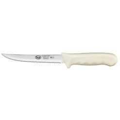 Winco KWP-50 - Stäl 5-1/2″ Utility Knife, Wavy Edge (White Handle)